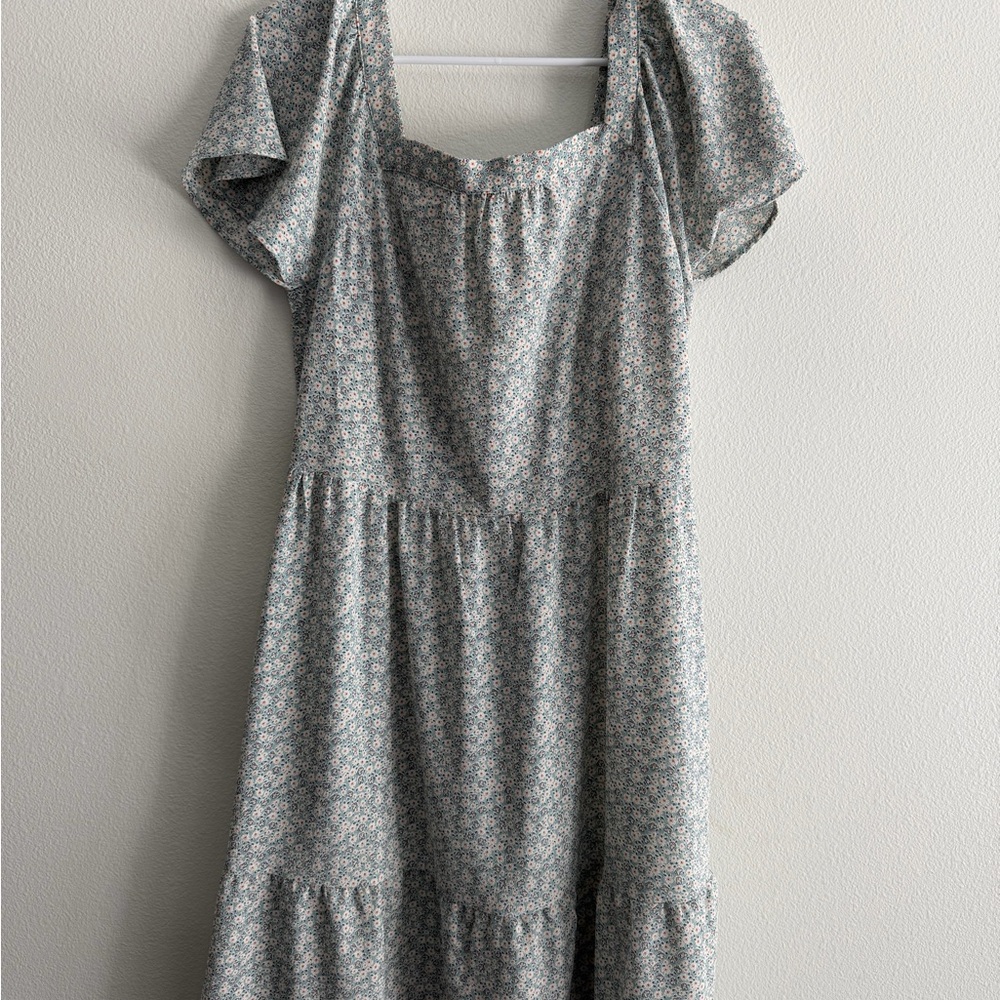 Monteau Light Blue Floral Midi Dress